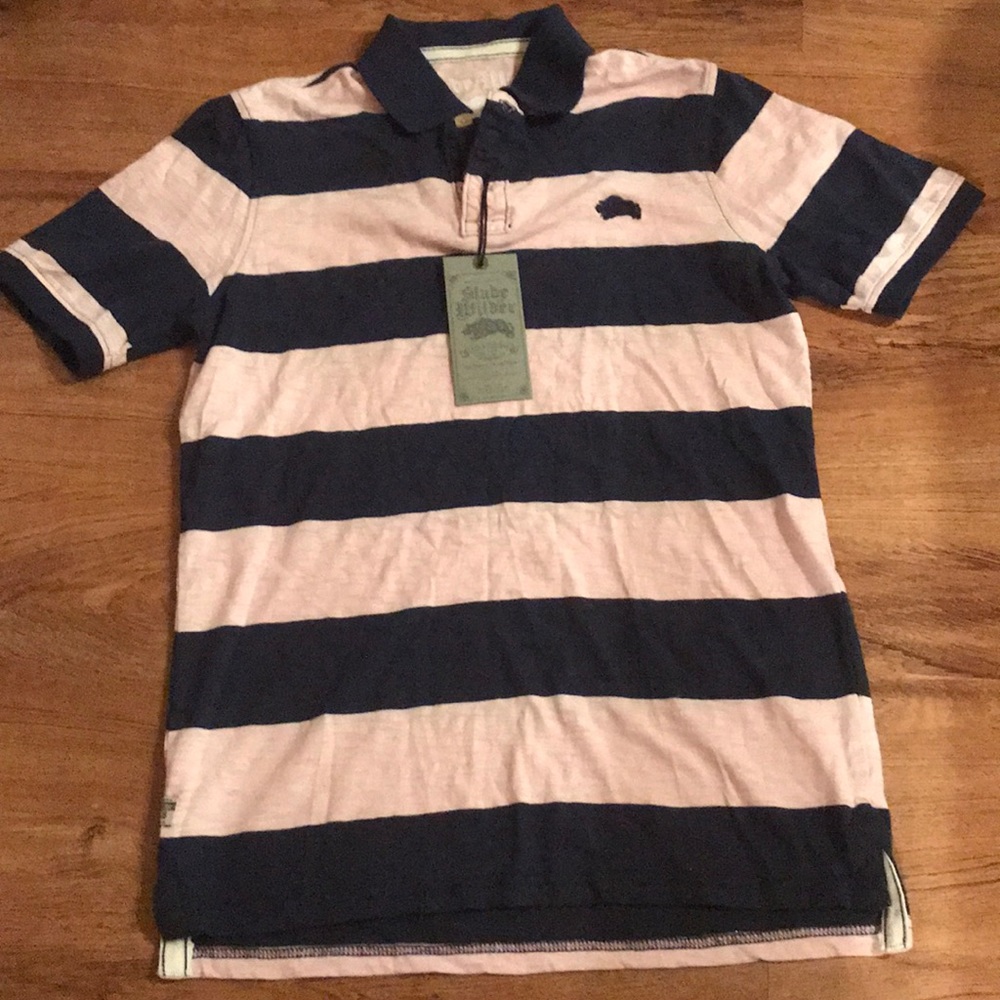 Men’s Polo NWT Slade Wilder Small Pink Stripe 👕